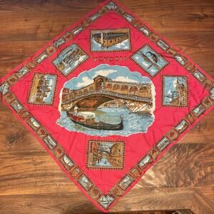 Vintage Souvenir Scarf Venezia Italy 30"x30"